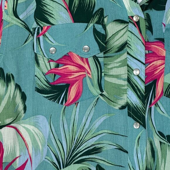 Sandrine Rose Hawaiian Floral Pearl Snap Front Shirt Women Small NWT Made in USA - Picture 4 of 11